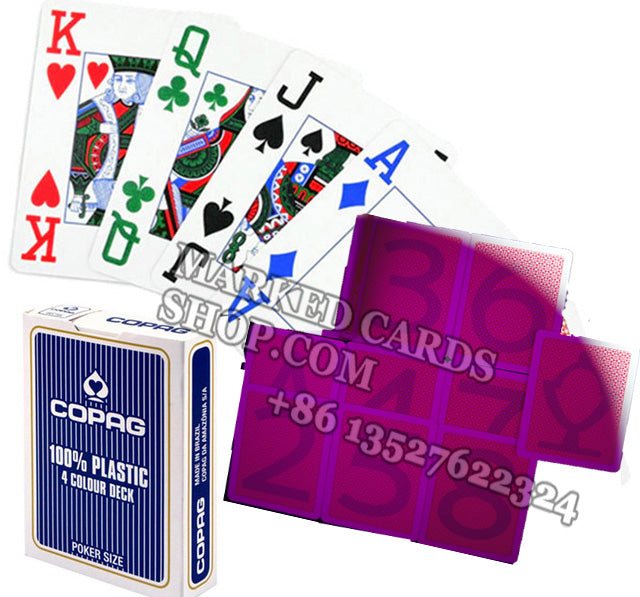 Copag Juego de cartas de juego 100% de plástico con diseño de legado de 4  colores, tamaño de póquer, juego de doble cubierta rojoazul – Yaxa Store